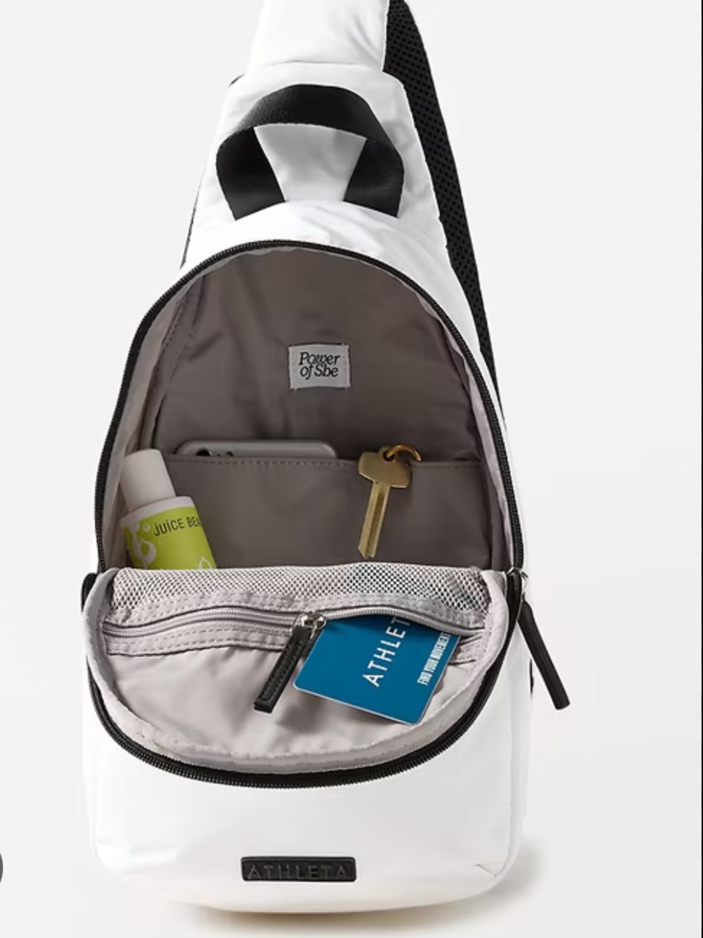Athleta White All About Sling Bag with Black Strap - Picture 6 of 7
